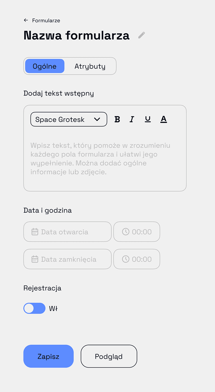Widok formularza